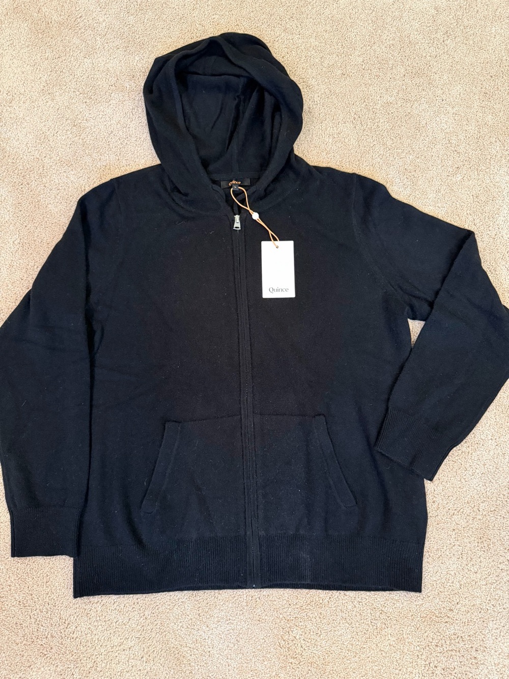 Quince NWT Cashmere Black Full-Zip Hoodie Sweater